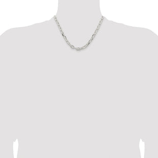 Sterling Silver Rhodium-plated Diamond-cut Long Link Cable Chain (Style QAR200R-18)