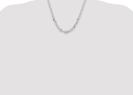 Sterling Silver Rhodium-plated Diamond-cut Long Link Cable Chain (Style QAR200R-20)