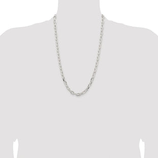 Sterling Silver Rhodium-plated Diamond-cut Long Link Cable Chain (Style QAR200R-26)