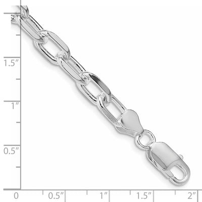 Sterling Silver Rhodium-plated Diamond-cut Long Link Cable Bracelet, 8 x 7.5mm