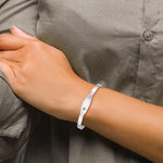 Sterling Silver Polished CZ ID Adjustable Baby Bangle Bracelet view 3