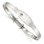 Sterling Silver Polished CZ ID Adjustable Baby Bangle Bracelet view 1