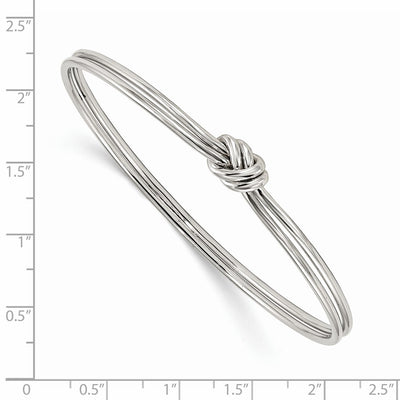 Sterling Silver Rhodium-plated Polished Knot Slip on Bangle