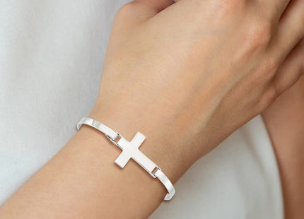 Sterling silver cross bangle, further view