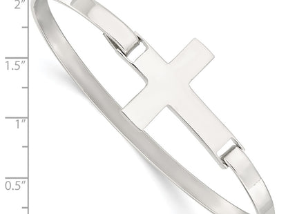 Sterling silver cross bangle, another view