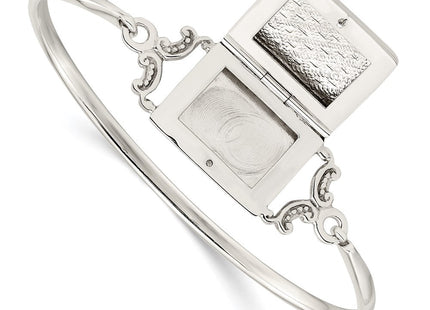Sterling Silver Polished Rectangular Locket Bangle (Style QB1210)