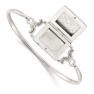 Sterling Silver Polished Rectangular Locket Bangle