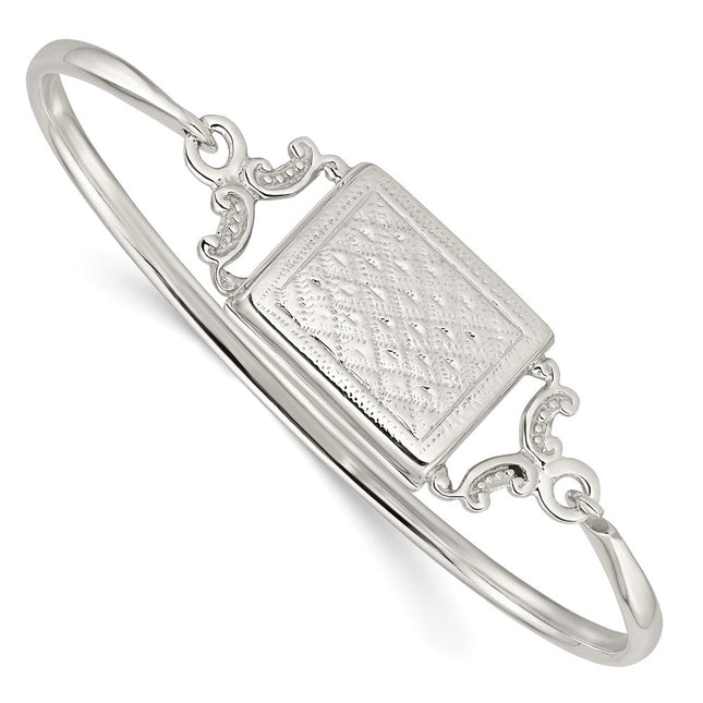 Sterling Silver Polished Rectangular Locket Bangle