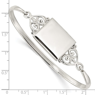 Sterling Silver Polished Rectangular Locket Bangle