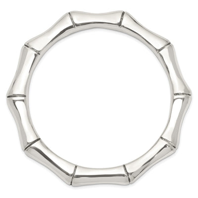 Sterling Silver Polished Bamboo Slip-on Bangle