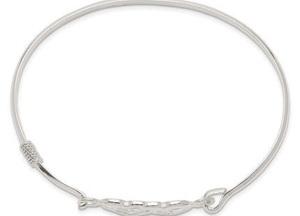 Sterling silver heart bangle, alternate view