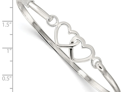Sterling silver heart bangle, another view