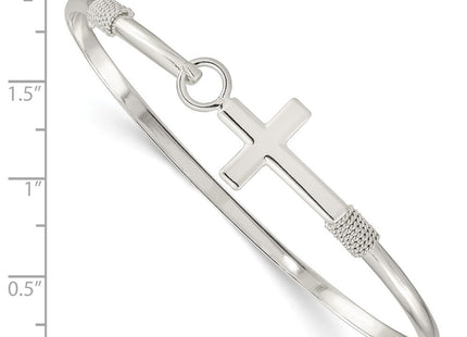 Sterling Silver Polished Cross Bangle (Style QB1249)