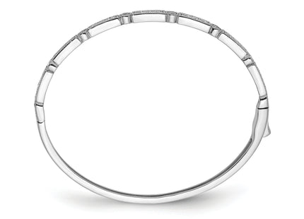 Sterling Shimmer Sterling Silver Rhodium-plated 25 Stone CZ Hinged Bangle Bracelet