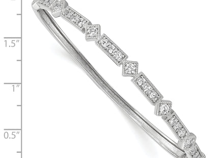 Sterling Shimmer Sterling Silver Rhodium-plated 25 Stone CZ Hinged Bangle Bracelet