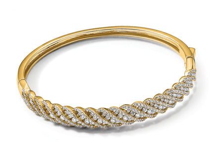 Sterling Shimmer Sterling Silver Gold-tone Flash Gold-plated 349 Stone CZ Hinged Bangle Bracelet