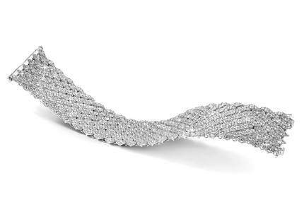 Sterling Shimmer Sterling Silver Rhodium-plated 6. 759 Stone CZ Mesh Bracelet