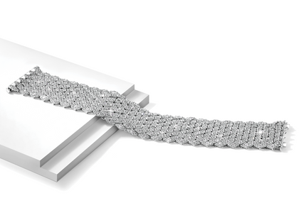 Sterling Shimmer Sterling Silver Rhodium-plated 6. 759 Stone CZ Mesh Bracelet