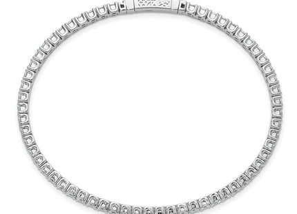 Sterling Silver Rhodium-plated CZ 8in Flexible Bangle Bracelet (Style QB1363-8)