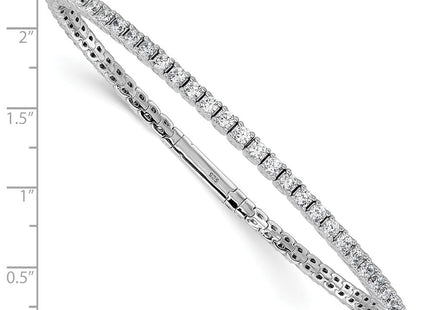 Sterling Silver Rhodium-plated CZ 8in Flexible Bangle Bracelet (Style QB1363-8)