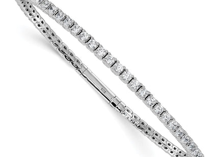 Sterling Silver Rhodium-plated CZ 8in Flexible Bangle Bracelet (Style QB1363-8)