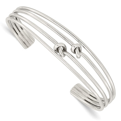 Sterling Silver Polished 4 Band Knots Cuff Bangle