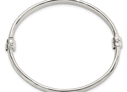 Sterling Silver Polished & Textured Hinged Bangle (Style QB1418)