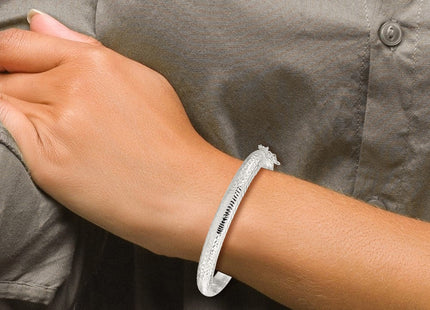 Sterling Silver Polished and D/C Hinged Bangle (Style QB1426)
