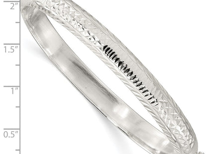 Sterling Silver Polished and D/C Hinged Bangle (Style QB1426)