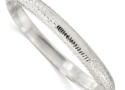 Sterling Silver Polished and D/C Hinged Bangle (Style QB1426)