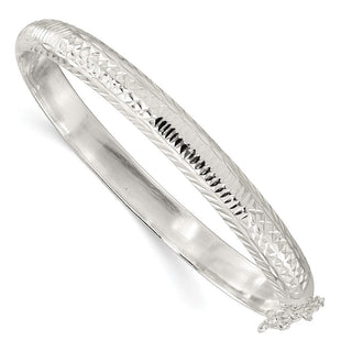 Sterling Silver Polished and D/C Hinged Bangle (Style QB1426)