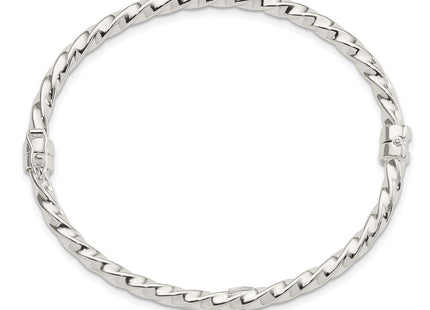 Sterling Silver Polished Twisted Hinged Bangle (Style QB1430)