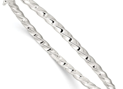 Sterling Silver Polished Twisted Hinged Bangle (Style QB1430)