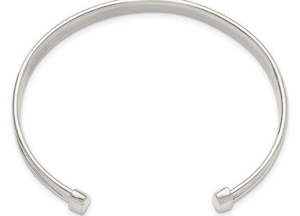 Sterling Silver Polished Textured Cuff Bangle Bracelet