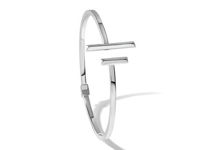 Sterling Silver Polished Bars Hinged Cuff Bangle Bracelet