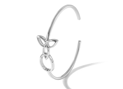 Sterling Silver Rhodium-plated Trinity Knot Cuff Bangle