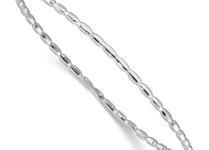 Sterling Silver Rhodium-plated Polished Slip on Bangle (Style QB1486)