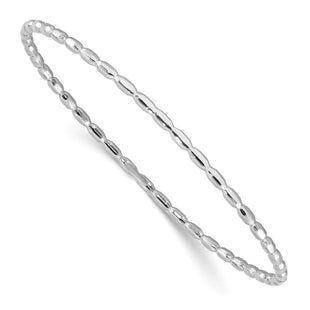 Sterling Silver Rhodium-plated Polished Slip on Bangle (Style QB1486)