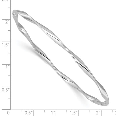 Sterling Silver Rhodium-plated Polished Twisted Slip On Bangle