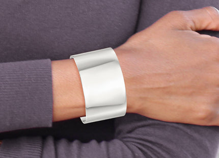 Sterling Silver Polished Flat Cuff Bangle