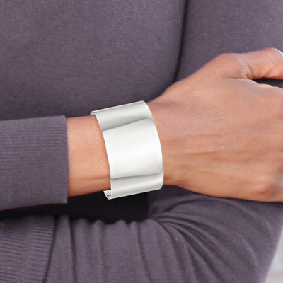 Sterling Silver Polished Flat Cuff Bangle