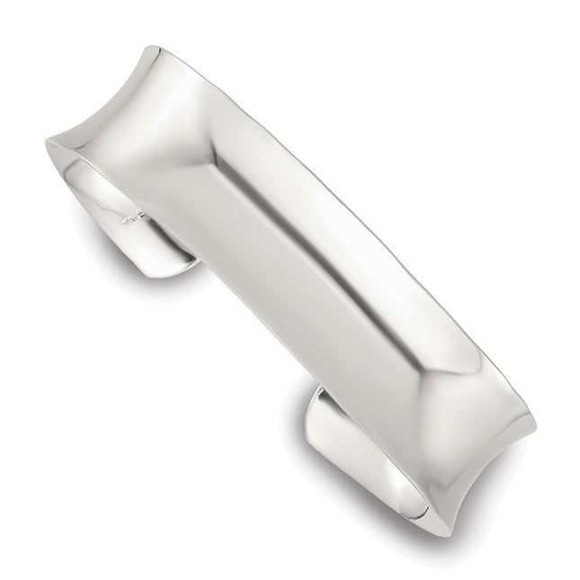 Sterling Silver Polished Concave Cuff Bangle