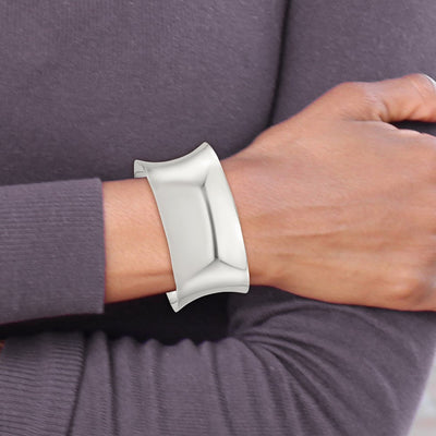 Sterling Silver Polished Concave Cuff Bangle