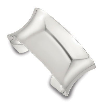Sterling Silver Polished Concave Cuff Bangle
