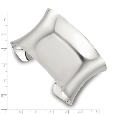 Sterling Silver Polished Concave Cuff Bangle
