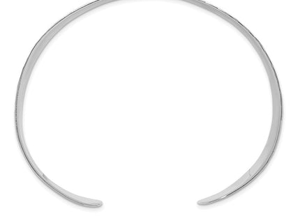 Sterling Silver Polished Flat Hammered Cuff Bangle (Style QB1564)