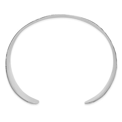 Sterling Silver Polished Flat Hammered Cuff Bangle