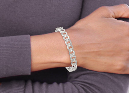 Sterling Silver Polished Curb Link Cuff Bangle
