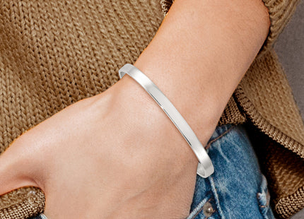 Sterling Silver Polished Flat Slip-on Bangle Bracelet