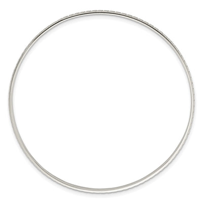 Sterling Silver Polished and Textured Greek Key Slip-on Bangle Bracelet